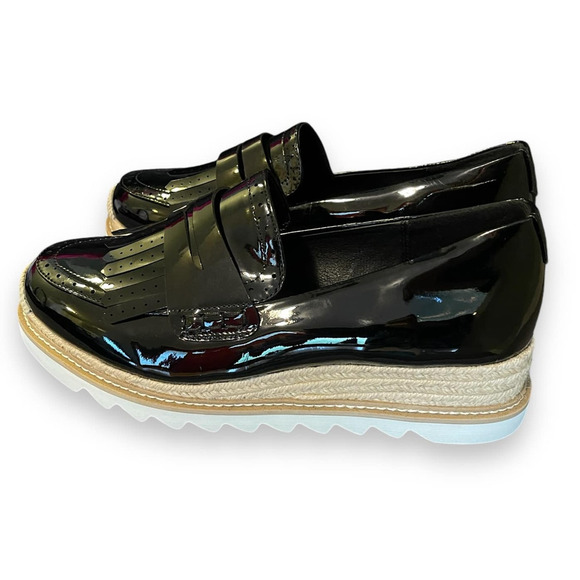 New Torrid 9WW Wide Width Punk Rockabilly‎ Black Patent Espadrille Oxford Shoes - Picture 1 of 4